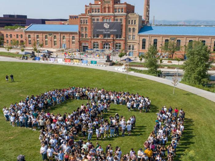 Group of CU Denver student on the Tivoli lawn