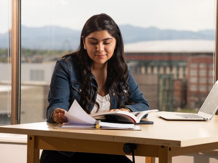 Student studying at desk
