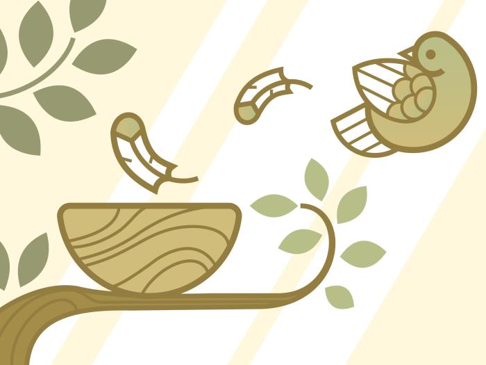 Illustration: bird leaving nest