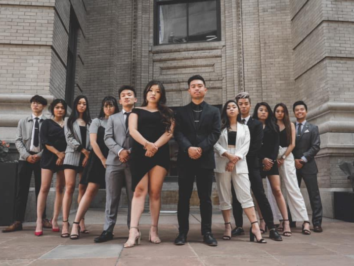 group of students in business attire