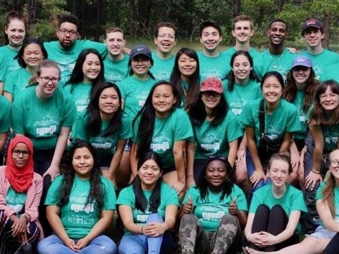 CU Denver Peer Advocate Leaders wearing matching green shirts