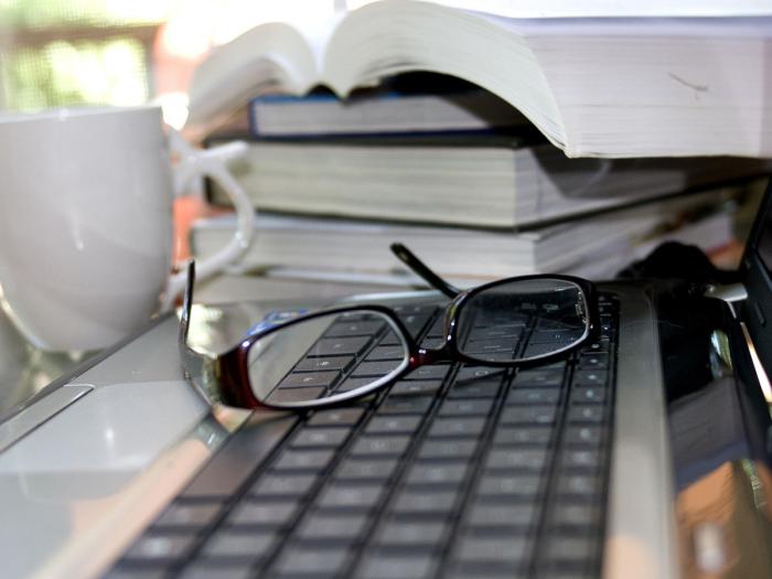 glasses on keyboard