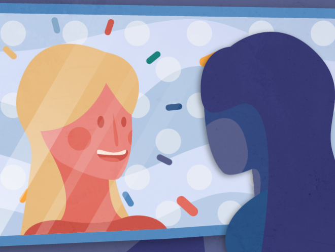 Graphic of person looking in mirror