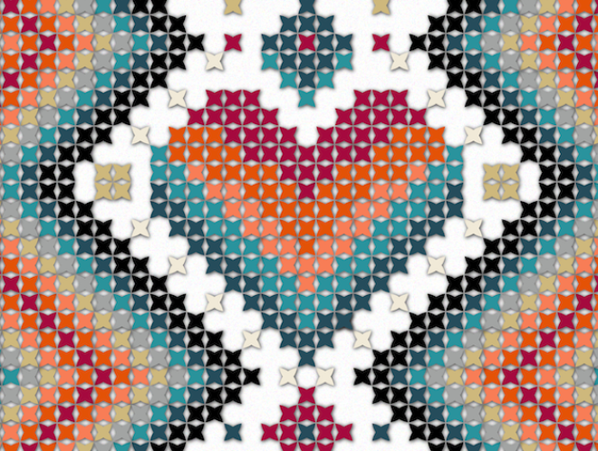 Graphic of cross-stitched heart
