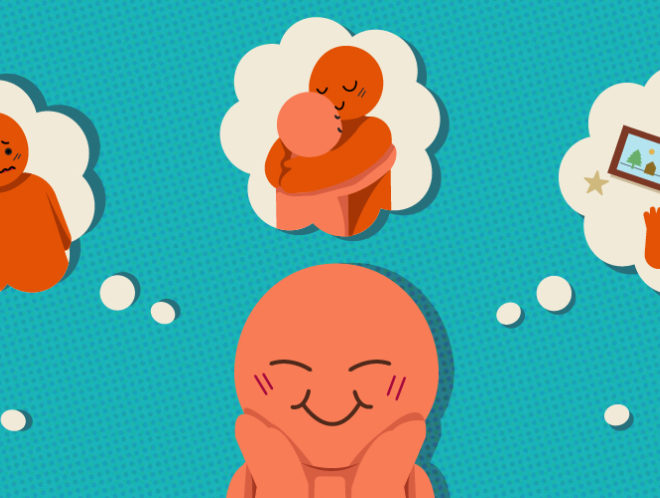 Graphic of person thinking about someone who makes them feel emotionally safe