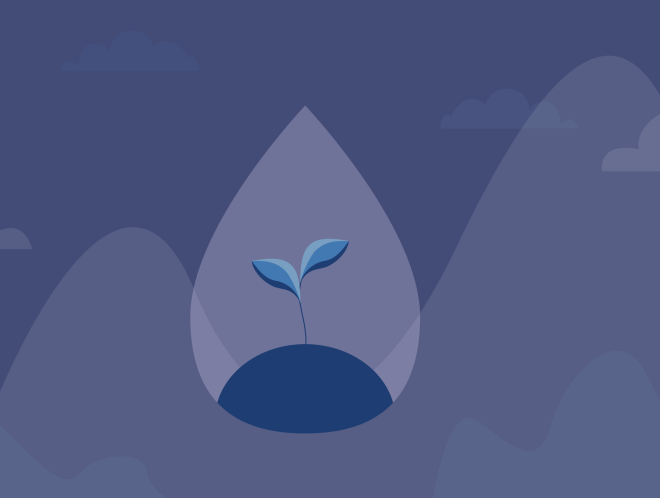 Grief graphic of sprout growing inside teardrop