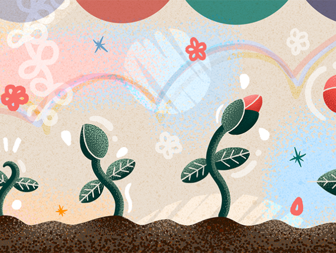 Graphic of flower growing