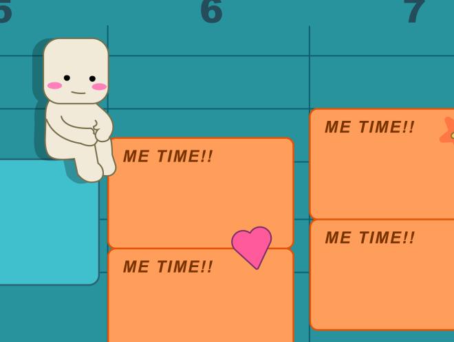 Graphic of figures in front of calendar