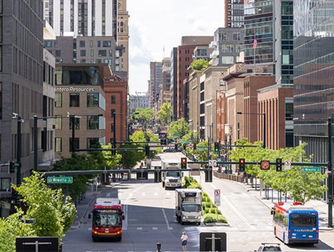 CU Denver downtown campus street view