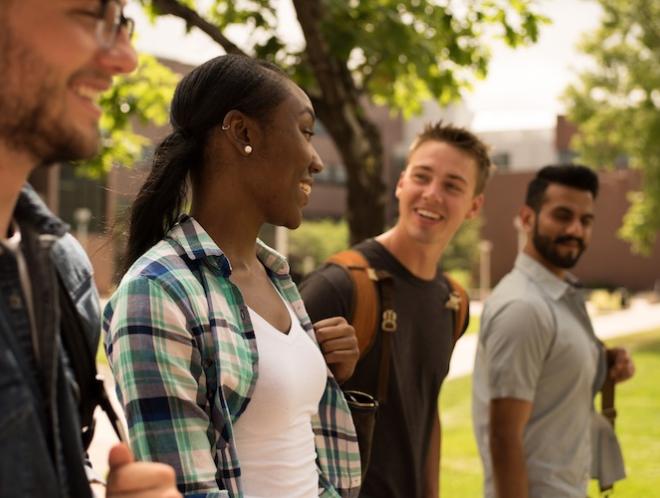 Students walking on campus