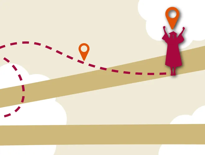 Personal graduating at the end of a path
