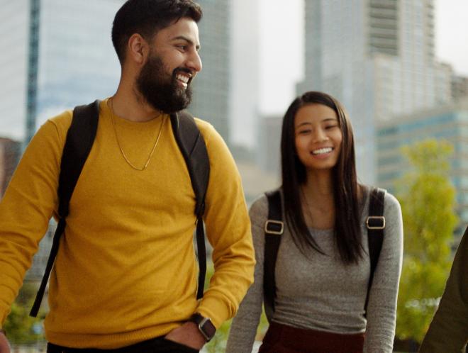 Students walking on campus
