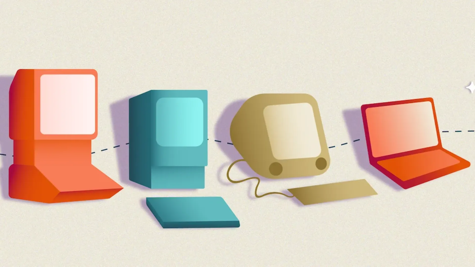Graphic of the evolution of computers, ending with AI microchip