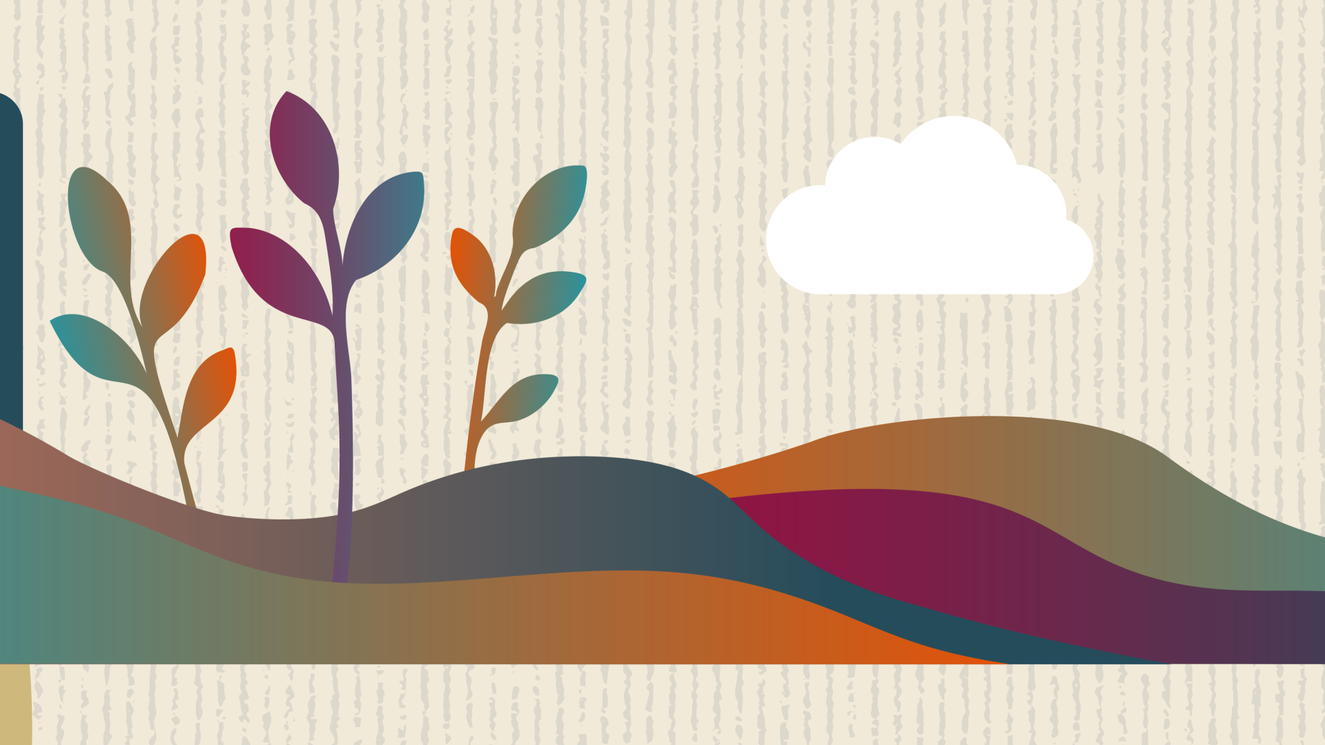 Graphic of calm landscape coming out of a phone screen