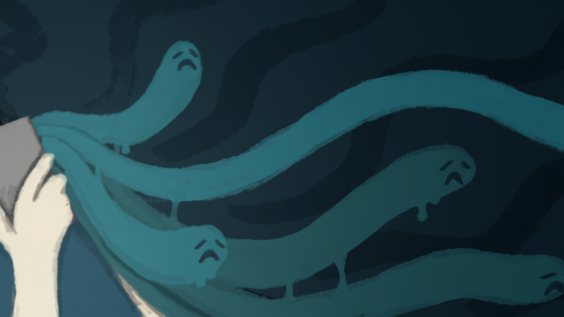 Graphic of person doomscrolling