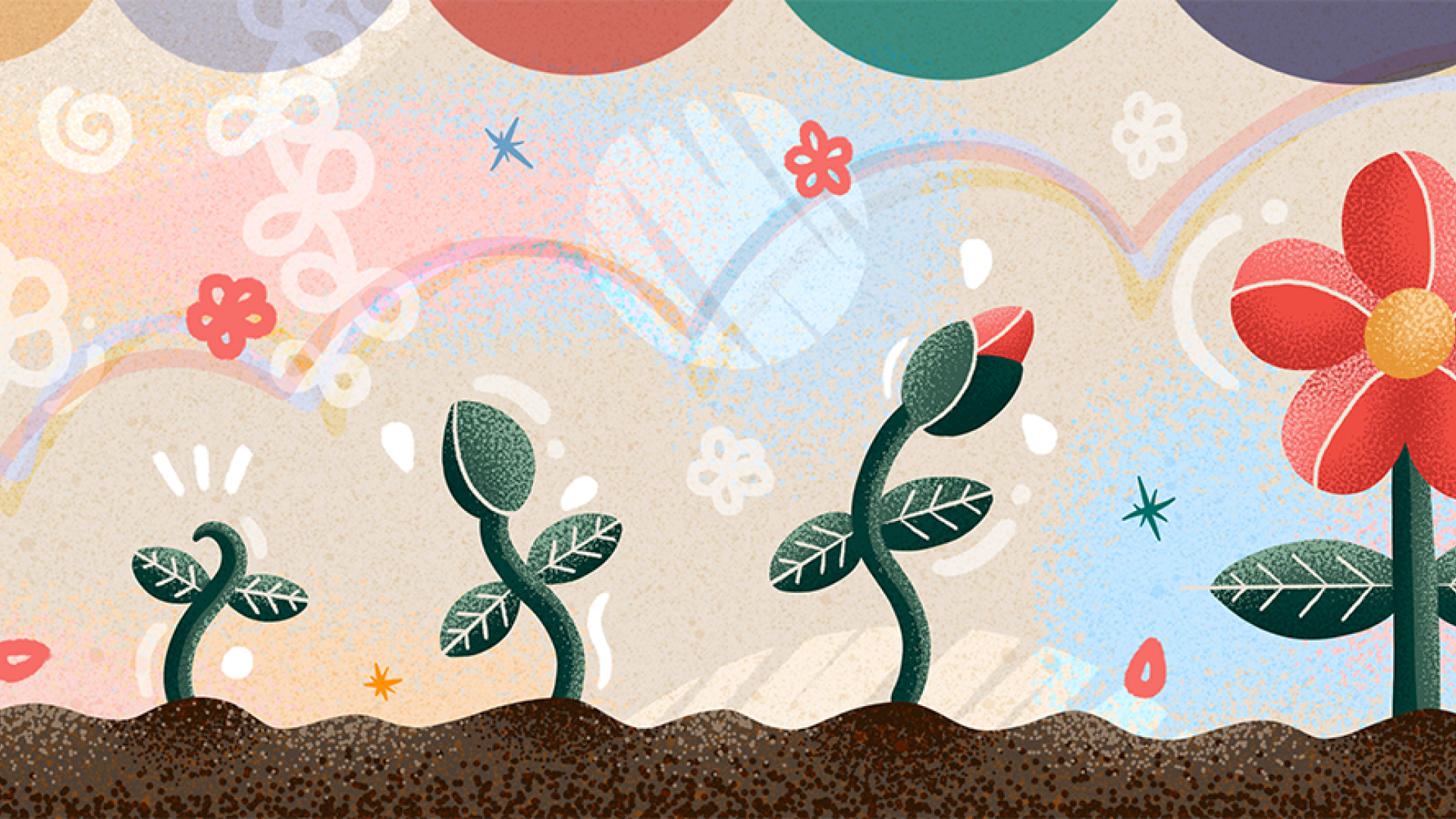 Graphic of flower growing