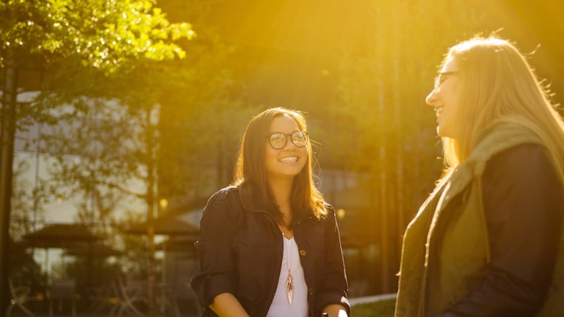Students talking outside