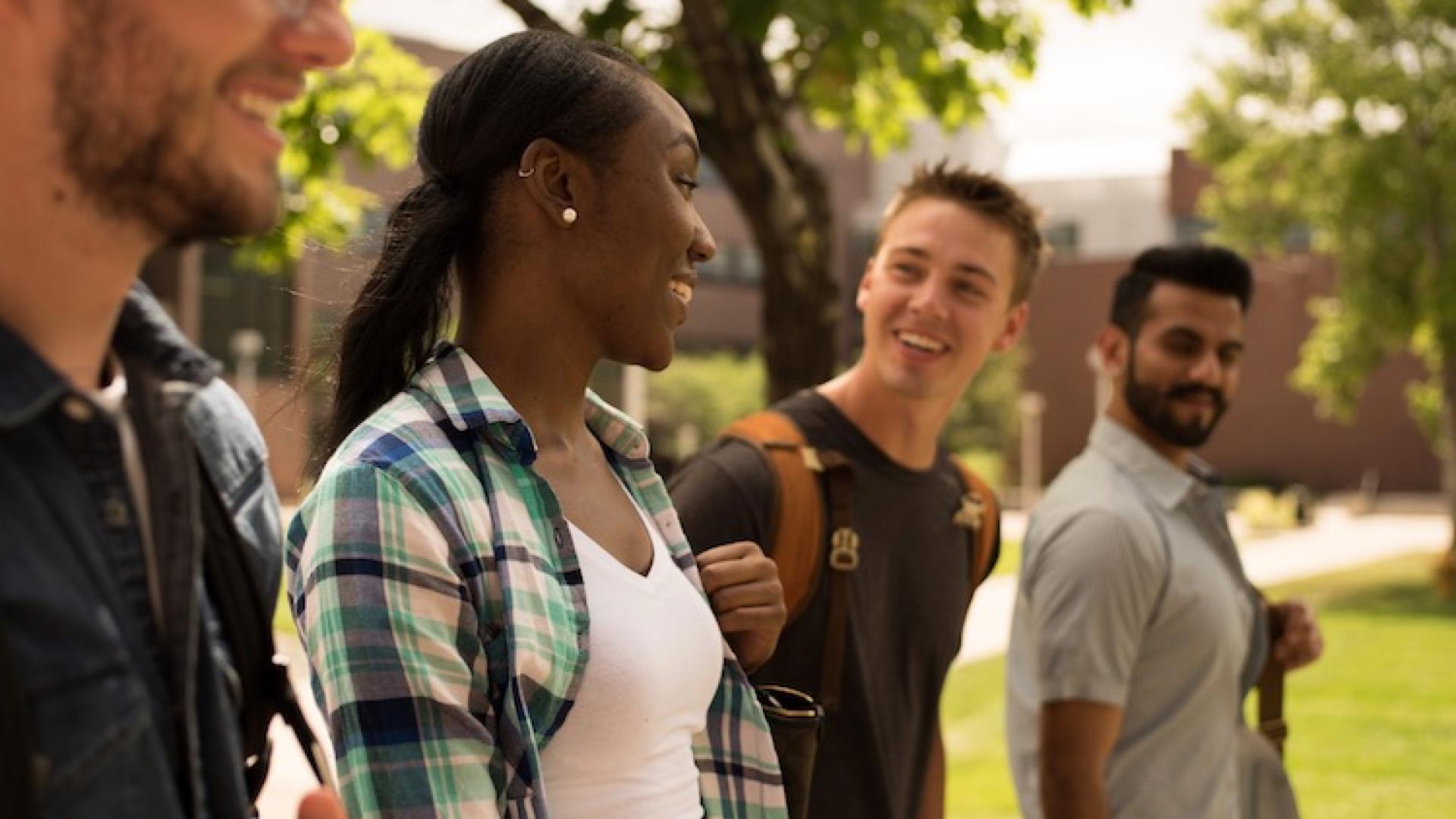 Students walking on campus