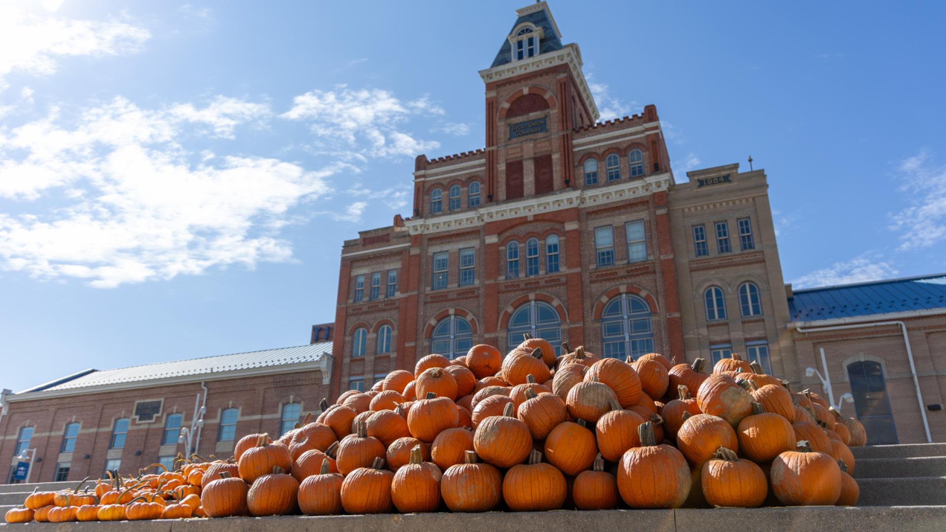 Pumpkins in front of Tivoli Student Union
