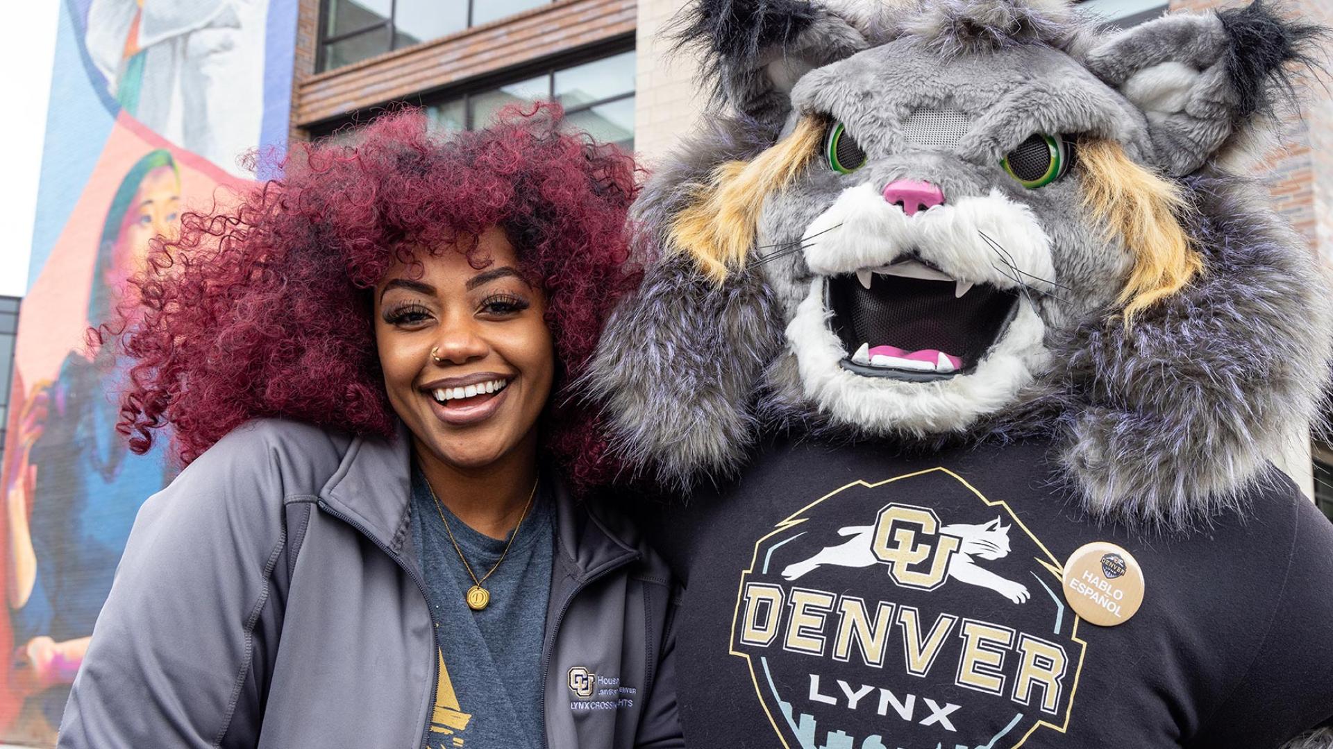 CU Denver student with Milo the Lynx