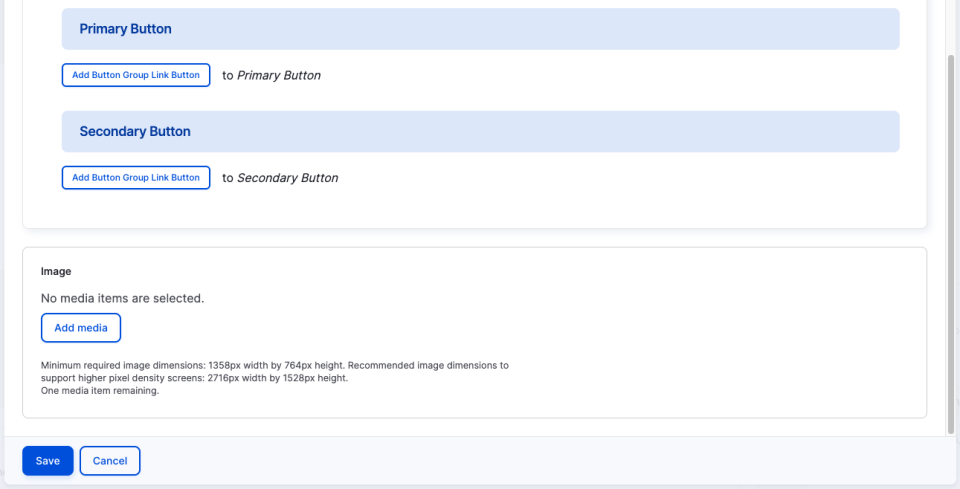 Screenshot of CTA Max Component button section