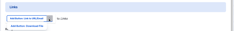Example of the button to add links/buttons to the 50/50 component