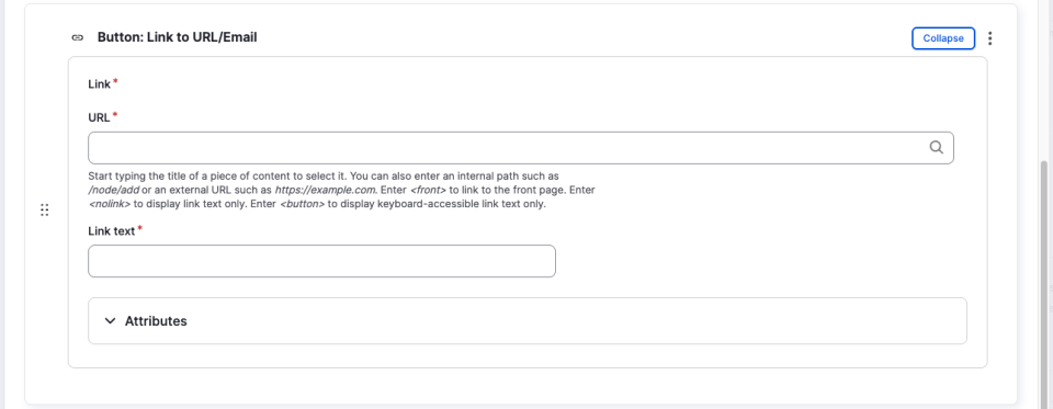 Screenshot showcasing how to add a link to a button