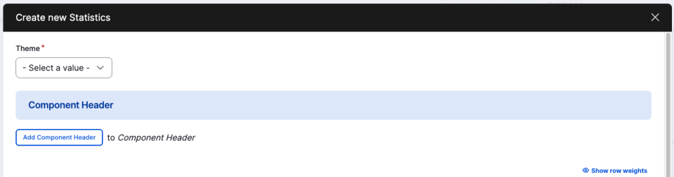 Screenshot of statistic component 