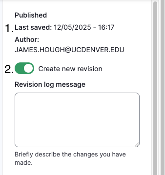 Screenshot of publishing settings for a page