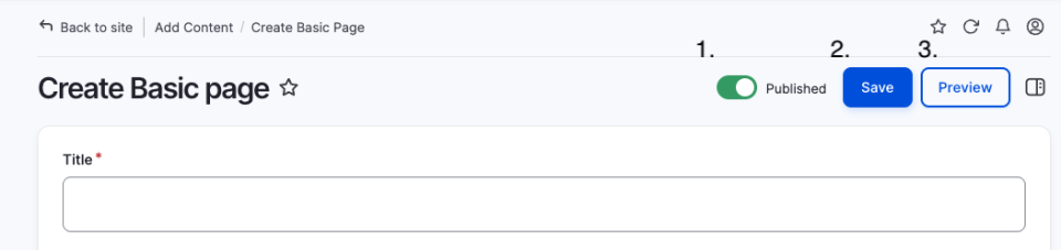 Screenshot of the page publishing settings