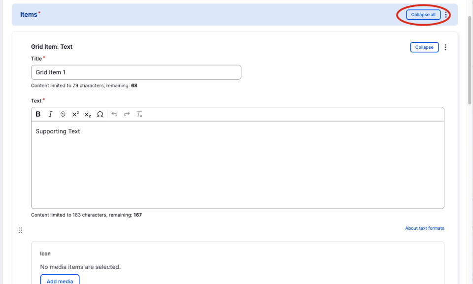 Screenshot showing the Collapse All button