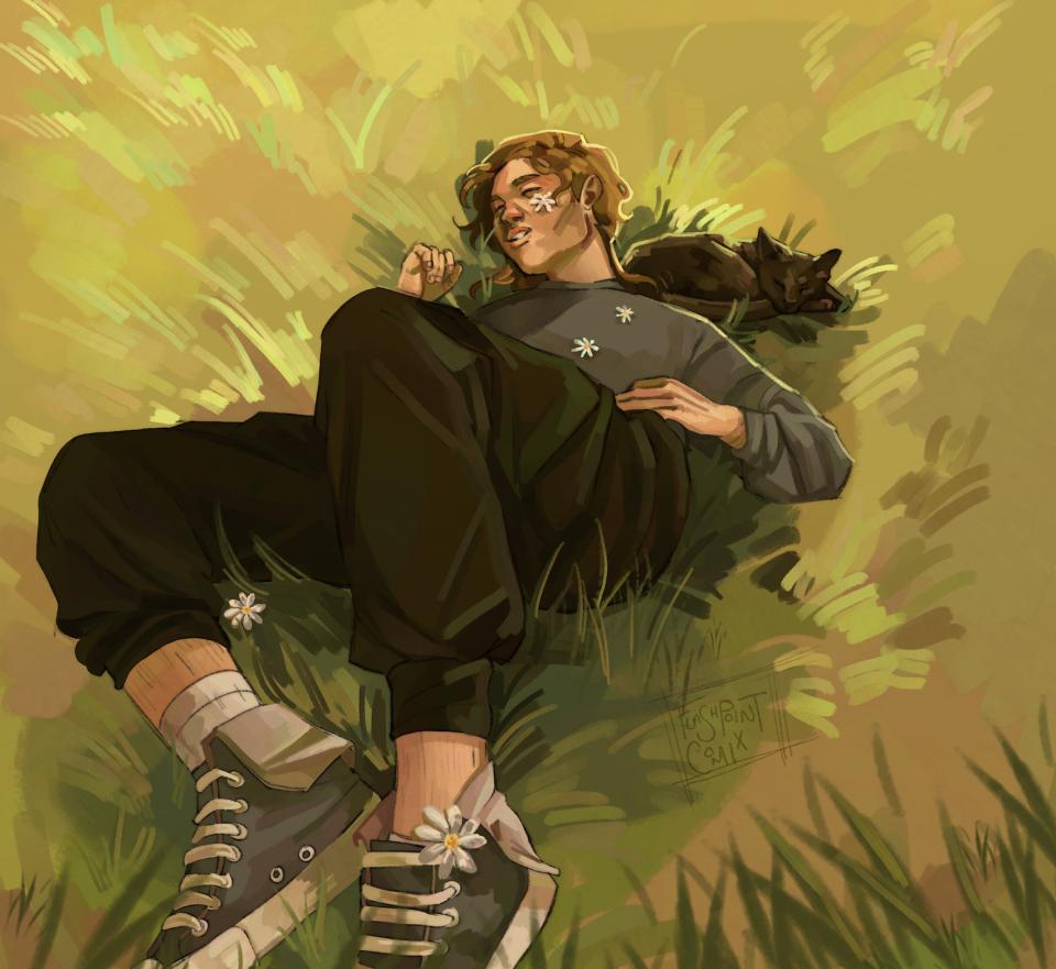 person resting on the grass
