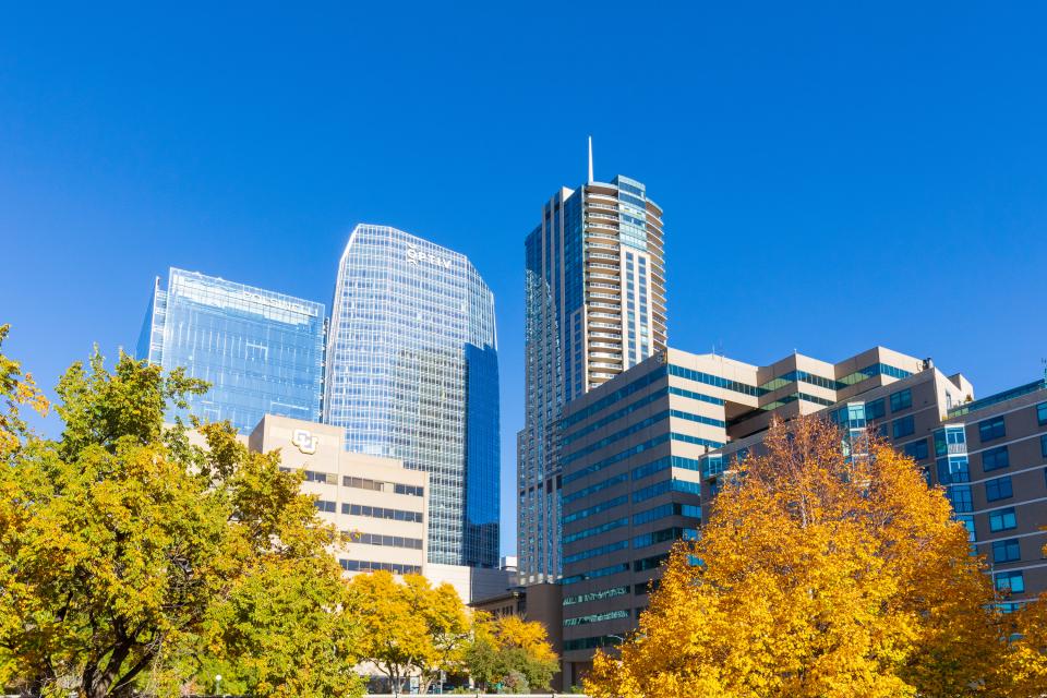 CU Denver downtown campus with skyline