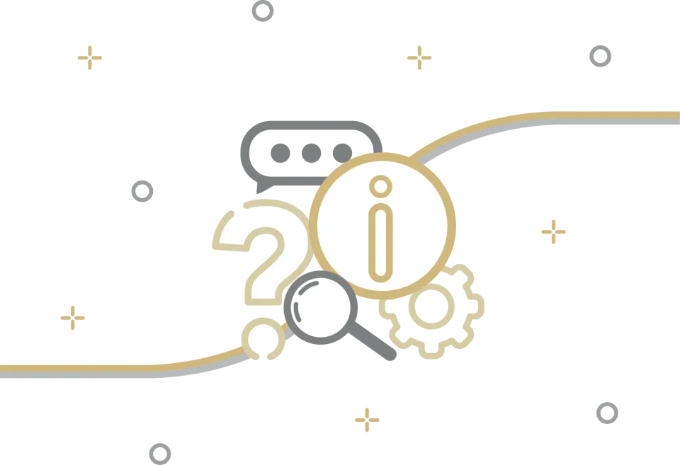 Question mark next to magnifying glass