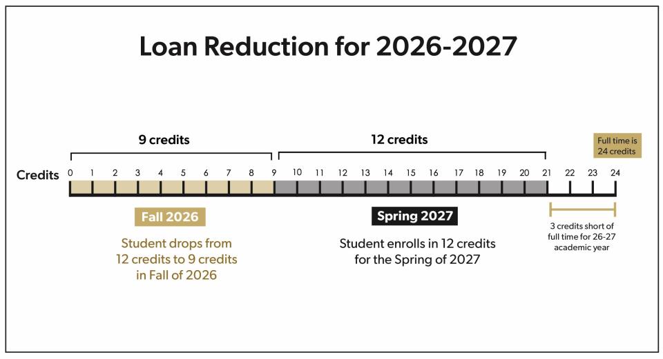 Line graph showing visual breakdown of loan reduction schedule based on federal law. 