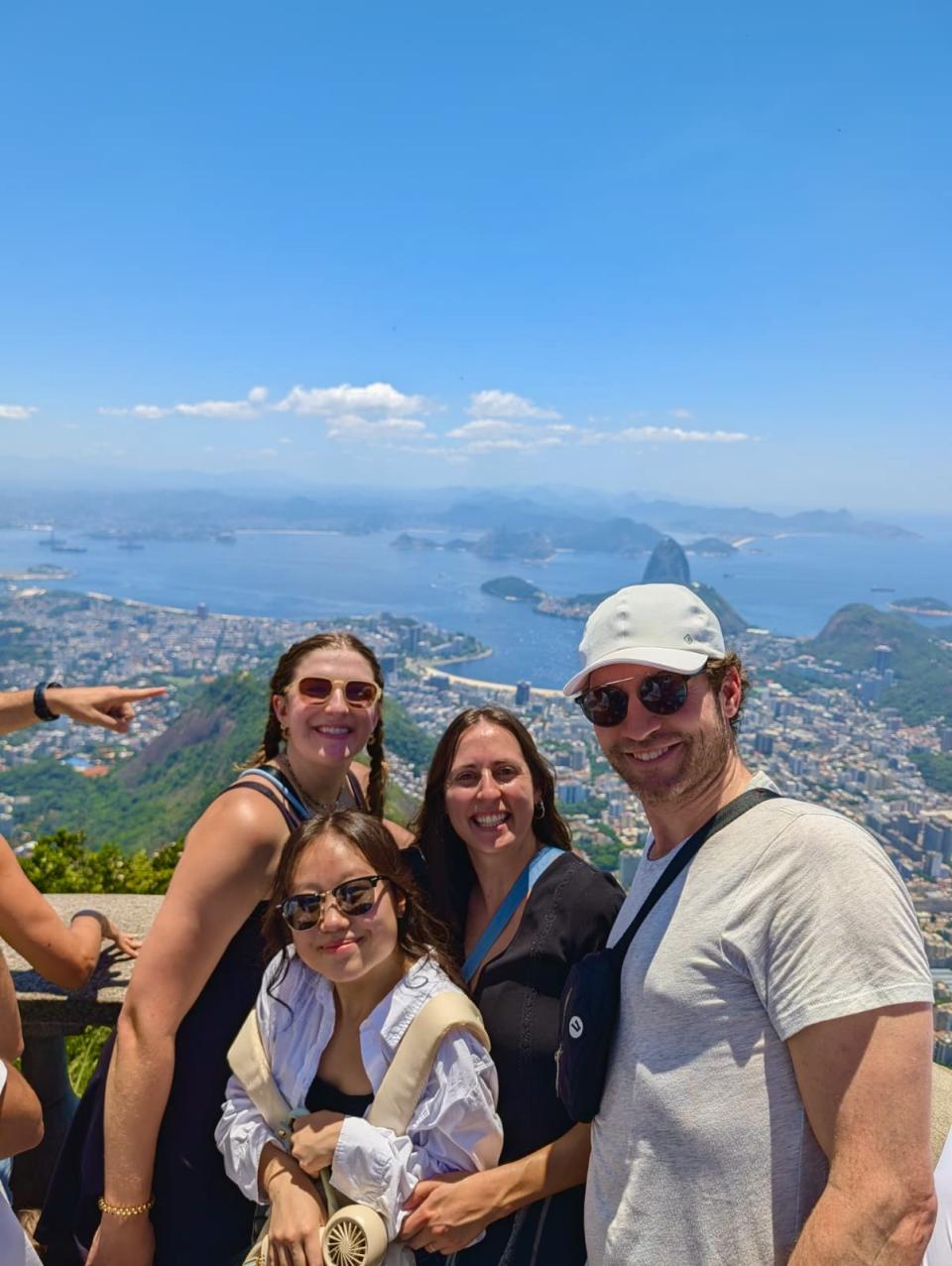 Students taking a selfie at Christ the Redeemer.