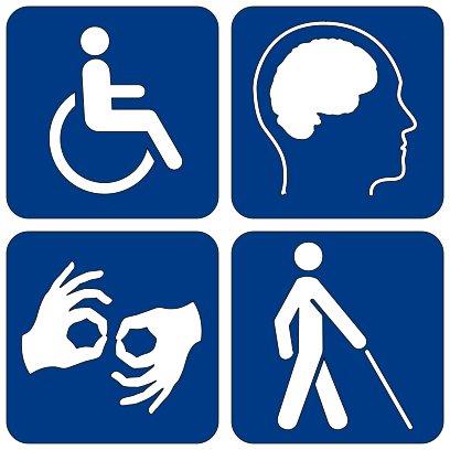 Group of various disability symbols
