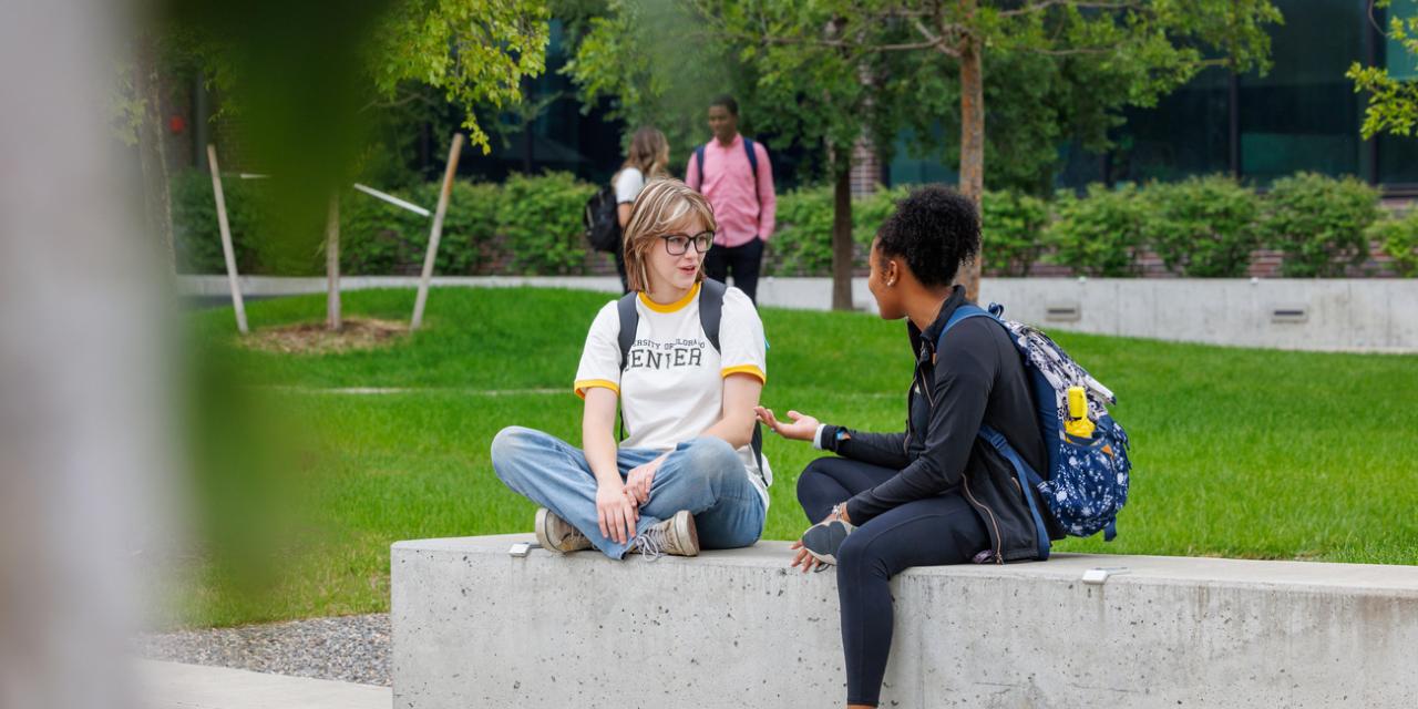 Students sitting outside