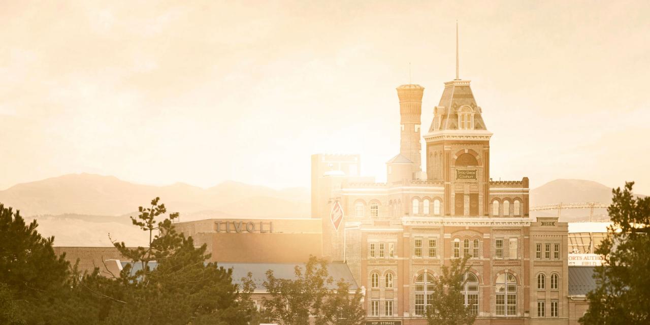A landscape photo of the Tivoli building on CU Denver's campus