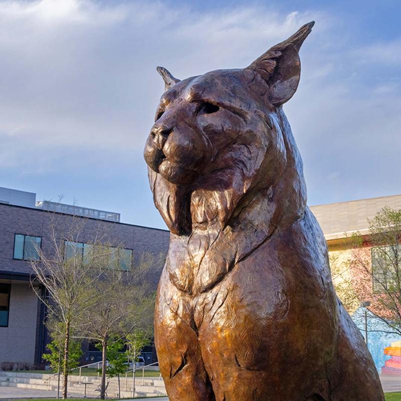 Close up of Milo Lynx statue