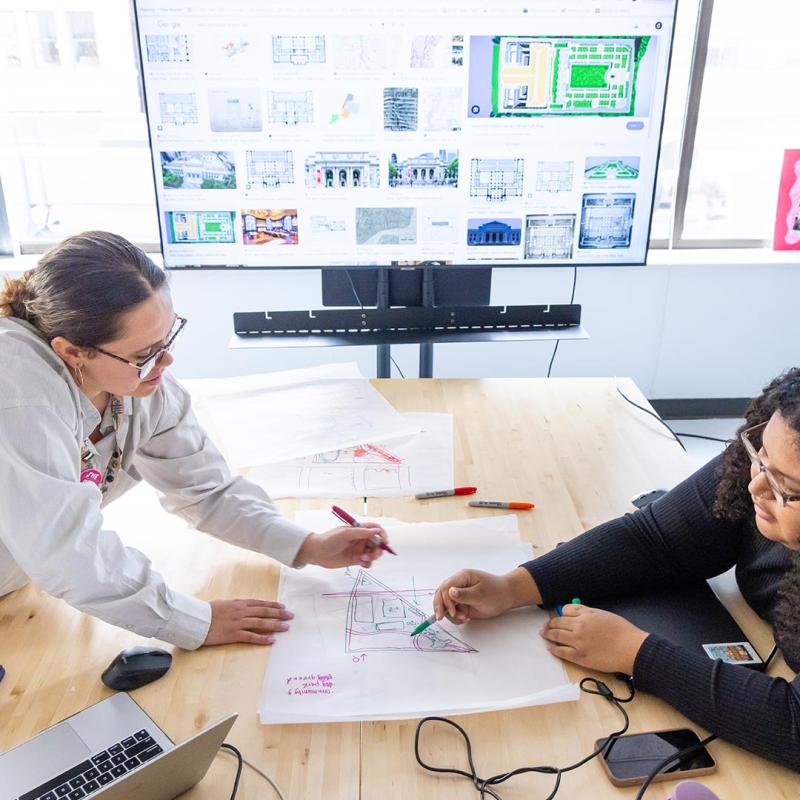 College of Architecture and Planning students working on class project