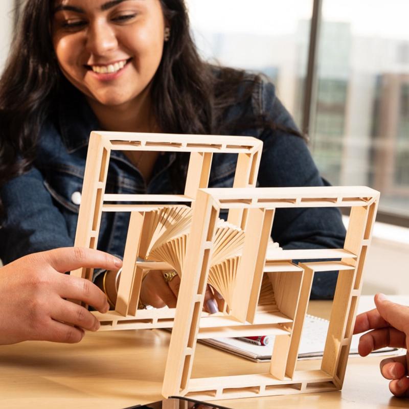 Student with architecture project