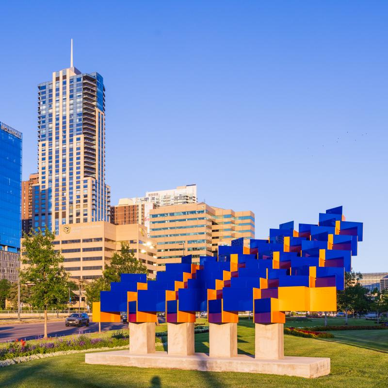 Untitled (orange and blue) sculpture by Gerald Cross in Denver, CO