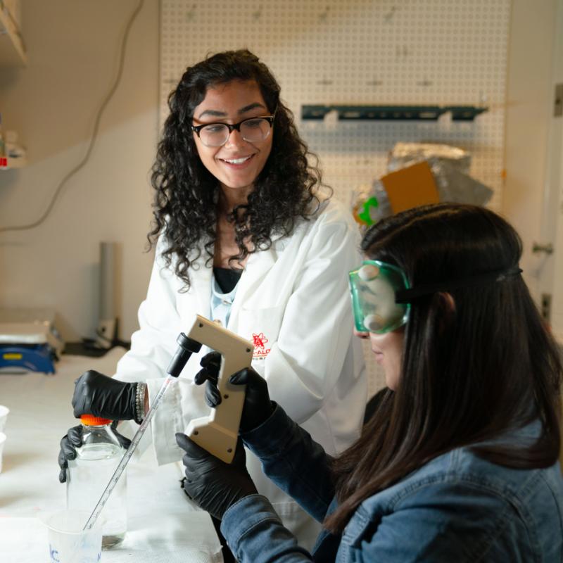 Students conducting an experiment in a science lab